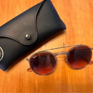 RayBans round dbl bridge frames;polished copper w/ brown lenses.(look rose gold)